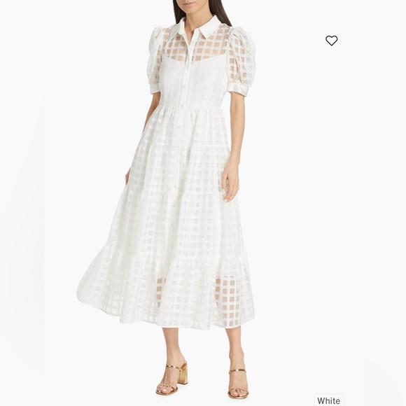 English Factory White Organza Grid Midi Dress - Picture 5 of 8